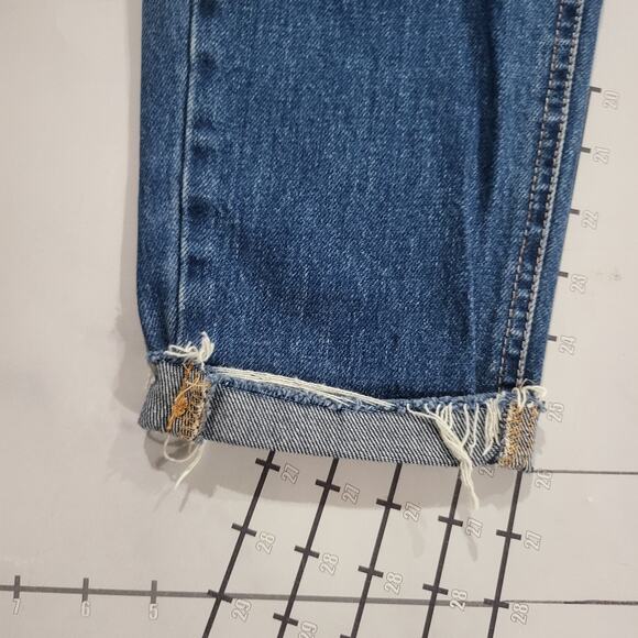Pull Bear Mom Jeans Womens 4 Blue Pants Distressed Baggy Cuffed Dark Waist 26 - Picture 9 of 9